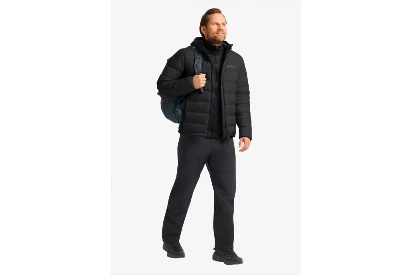 Jack Wolfskin Ather Down Ανδρικό Μπουφάν Puffer με Κουκούλα Μαύρο