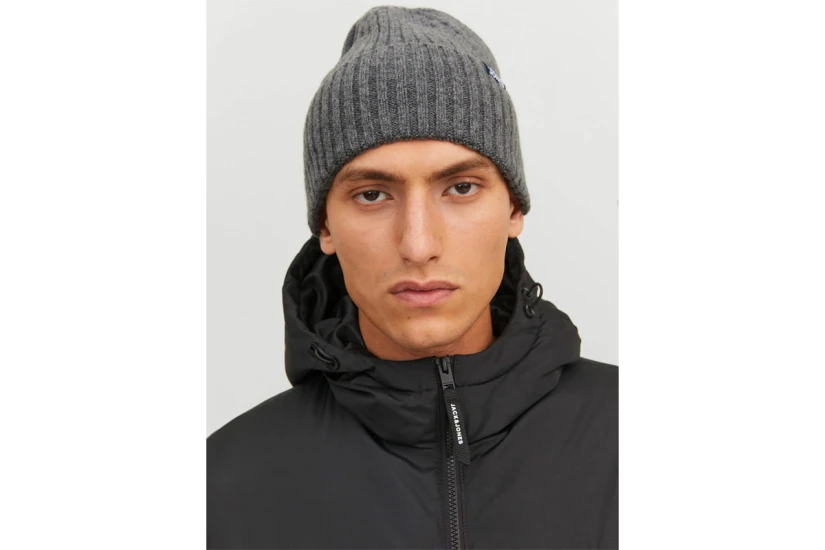 Jack And Jones Jacprime Wool Σκουφάκι Χειμερινό (12195049 GREY MELANGE LABEL)