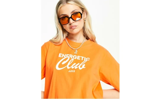 Jjxx Jxbea Ss Relaxed Vint Tee Noos (12200300 RED ORANGE-BRIGHT WHI)