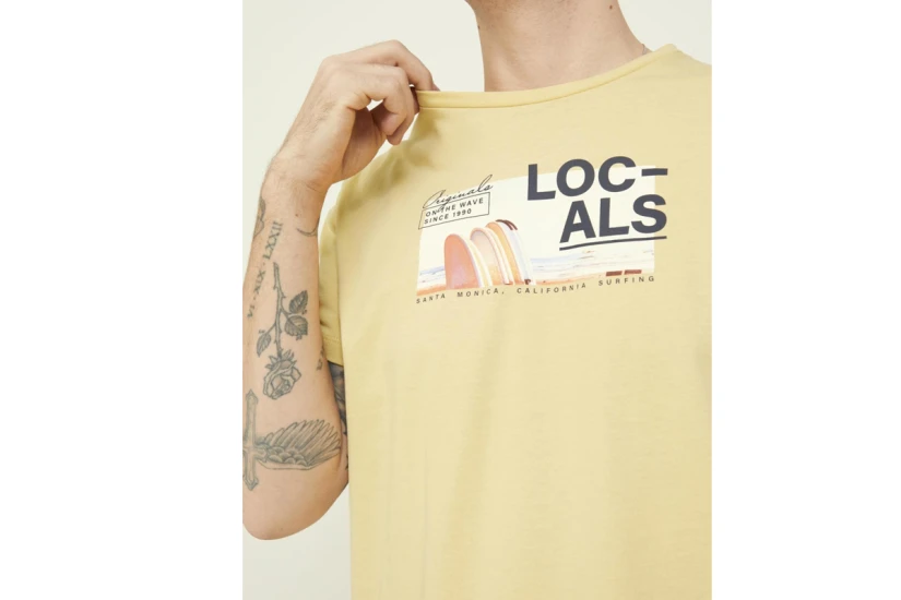 Jack And Jones Jorbooster Tee Ss Crew Neck April 22 T-Shirt Ανδρικό (12213315 STRAW PHOTO)