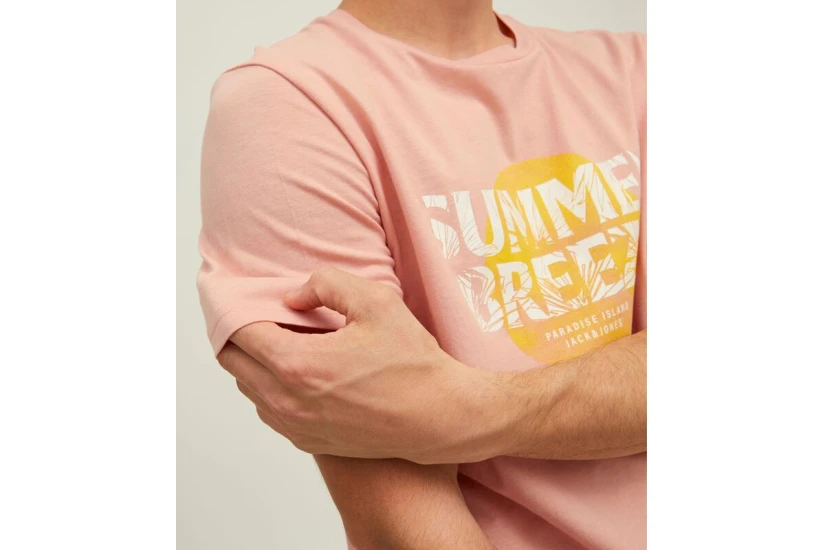 Jack And Jones Jorbreezy Tee Ss Crew Neck Fst T-Shirt Ανδρικό (12213329 CORAL PINK)