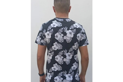 Jack And Jones Jjtropicana Aop Tee Ss Crew Neck T-Shirt Ανδρικό (12223932 BLACK)