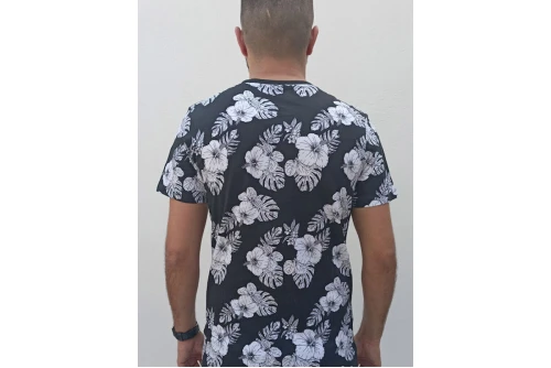 Jack And Jones Jjtropicana Aop Tee Ss Crew Neck T-Shirt Ανδρικό (12223932 BLACK)