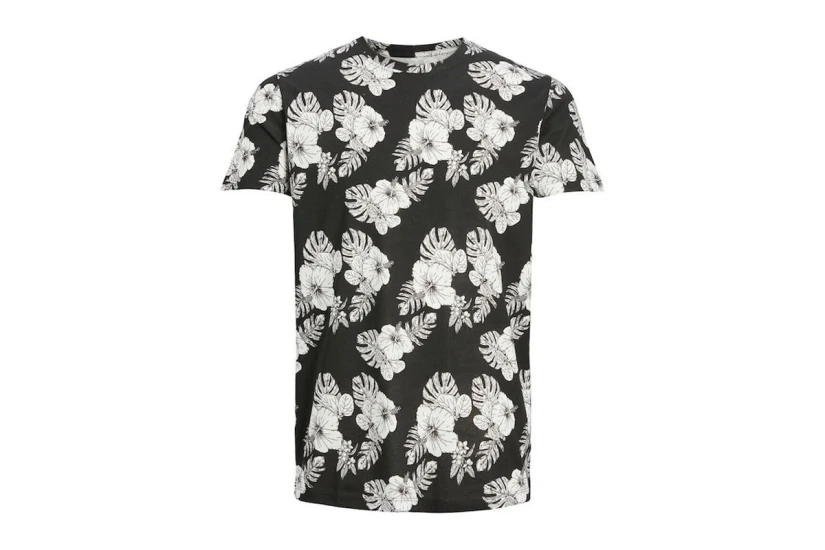 Jack And Jones Jjtropicana Ανδρικό Κοντομάνικο T-Shirt Μαύρο, Λευκό