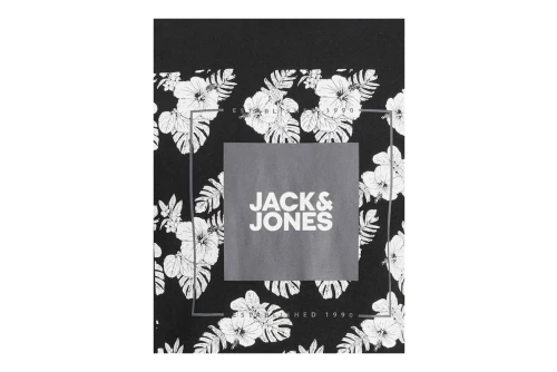 Jack And Jones Jjtropicana Box Tee Ss Crew Neck T-Shirt Ανδρικό (12224165 BLACK)