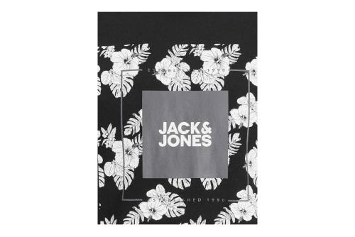 Jack And Jones Jjtropicana Box Tee Ss Crew Neck T-Shirt Ανδρικό (12224165 BLACK)