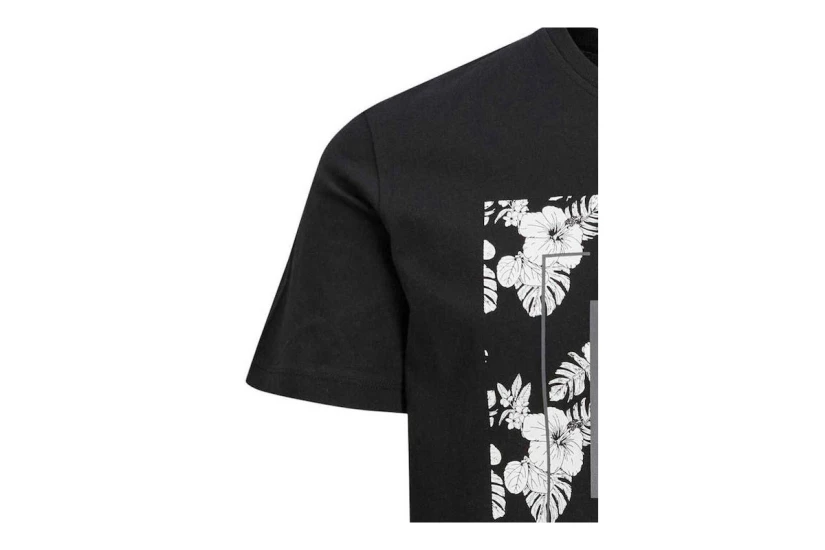 Jack And Jones Jjtropicana Box Tee Ss Crew Neck T-Shirt Ανδρικό (12224165 BLACK)