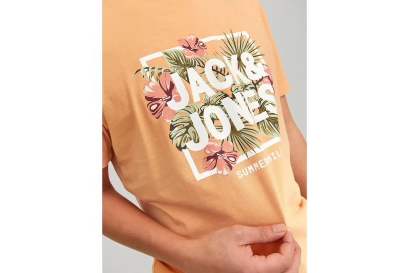 Jack And Jones Jjbecs Ανδρικό Κοντομάνικο T-Shirt Πορτοκαλί