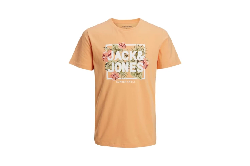 Jack And Jones Jjbecs Ανδρικό Κοντομάνικο T-Shirt Πορτοκαλί