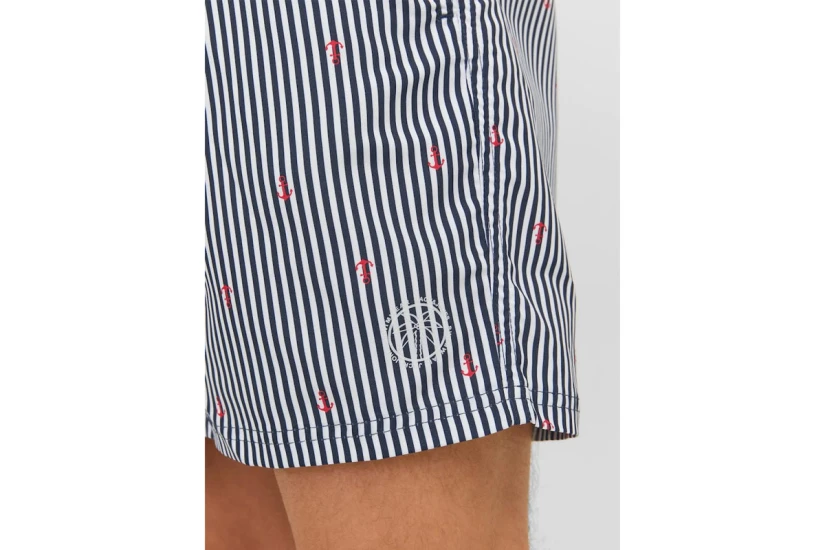 Jack And Jones Ανδρικό Μαγιό Σορτς Μπλε Σκούρο, Λευκό, Κόκκινο