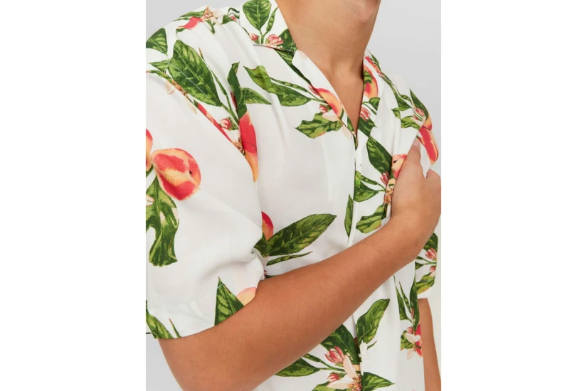 Jack And Jones Jorluke Flores Resort Ανδρικό Κοντομάνικο Πουκάμισο Λευκό, Πράσινο, Κόκκινο