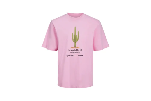 Jack And Jones Jorgrocery Tee Ss Crew Neck T-Shirt Ανδρικό (12230754 PRISM PINK)