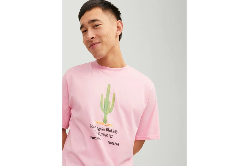 Jack And Jones Jorgrocery Ανδρικό Κοντομάνικο T-Shirt Ροζ
