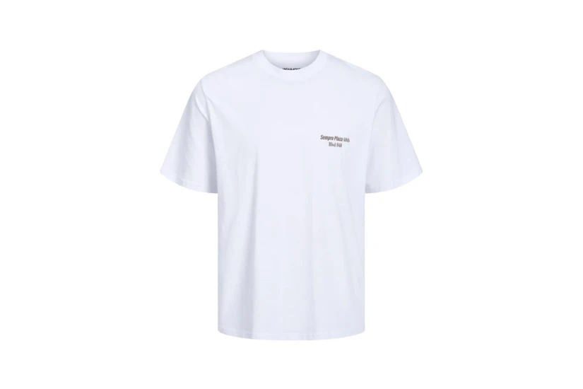 Jack And Jones Jorgrocery Ανδρικό Κοντομάνικο T-Shirt Λευκό
