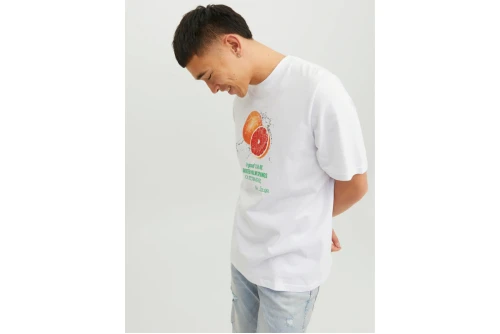 Jack And Jones Jorgrocery Tee Ss Crew Neck T-Shirt Ανδρικό (12230754 WHITE-FRUIT FRON)