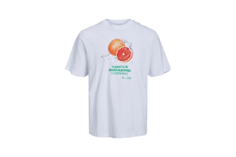 Jack And Jones Jorgrocery Ανδρικό Κοντομάνικο T-Shirt Λευκό