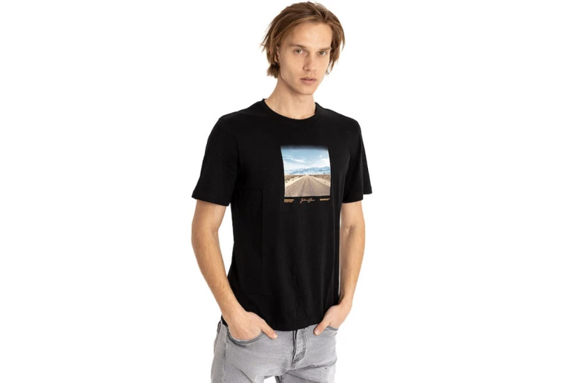 Jack And Jones Jorbooster Tee Ss Crew Neck Feb23 T-Shirt Ανδρικό (12232997 BLACK)