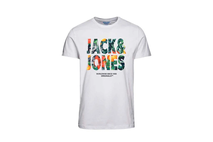 Jack & Jones Jorbooster Ανδρικό Κοντομάνικο T-Shirt Λευκό