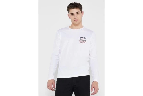 Jack And Jones Jjmikk Tee Ls Crew Neck Μπλούζα Με Λαιμόκοψη Ανδρική (12235747 WHITE-SMALL)