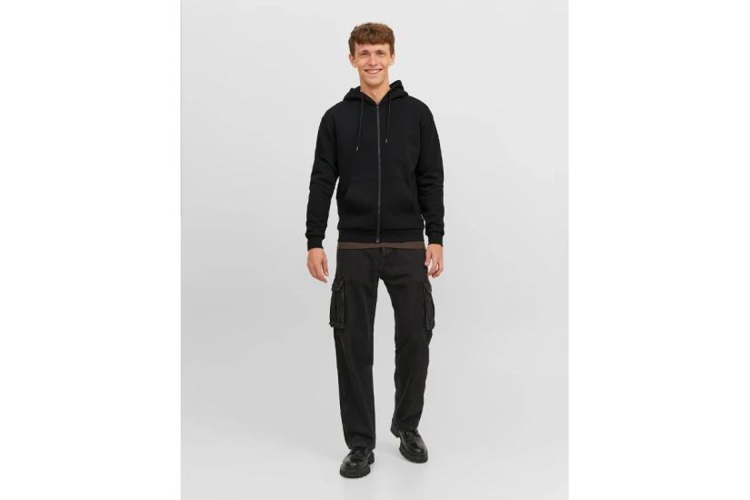 Jack & Jones Ανδρική Πολυεστερική Ζακέτα με Κουκούλα Μαύρη