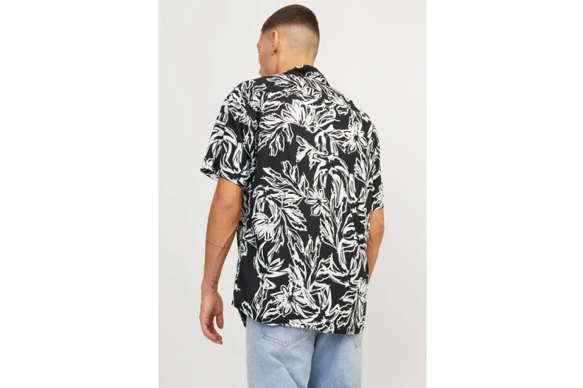 Jack And Jones Jorlafayette Aop Shirt Ss Ln Πουκάμισο Κοντομάνικο Ανδρικό (12251023 BLACK)
