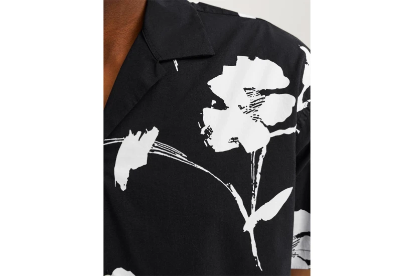 Jack And Jones Ανδρικό Κοντομάνικο Πουκάμισο Μαύρο & Λευκό