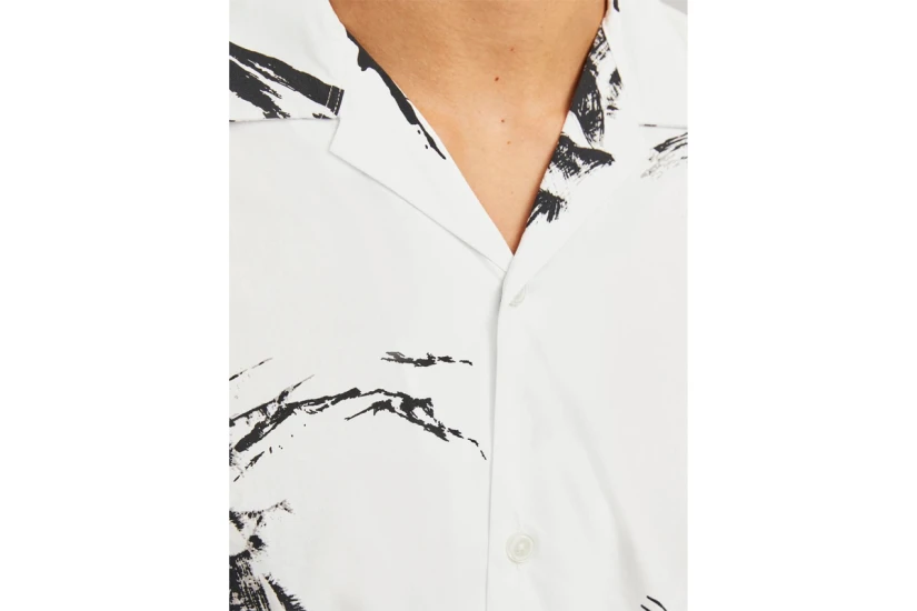 Jack And Jones Ανδρικό Κοντομάνικο Πουκάμισο Λευκό & Μαύρο