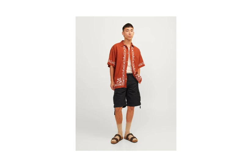 Jack And Jones Cargo Ανδρική Βερμούδα Μαύρη