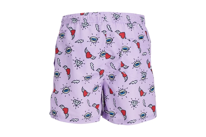 Jack And Jones Ανδρικό Μαγιό Βερμούδα Λιλά, Κόκκινο, Λευκό
