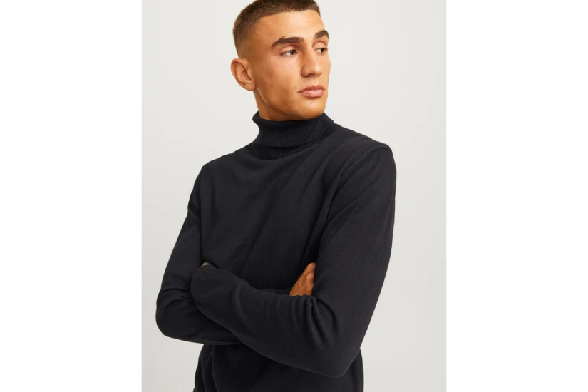 Jack And Jones Plain Turtleneck Μακρυμάνικη Μπλούζα Ζιβάγκο Μαύρη