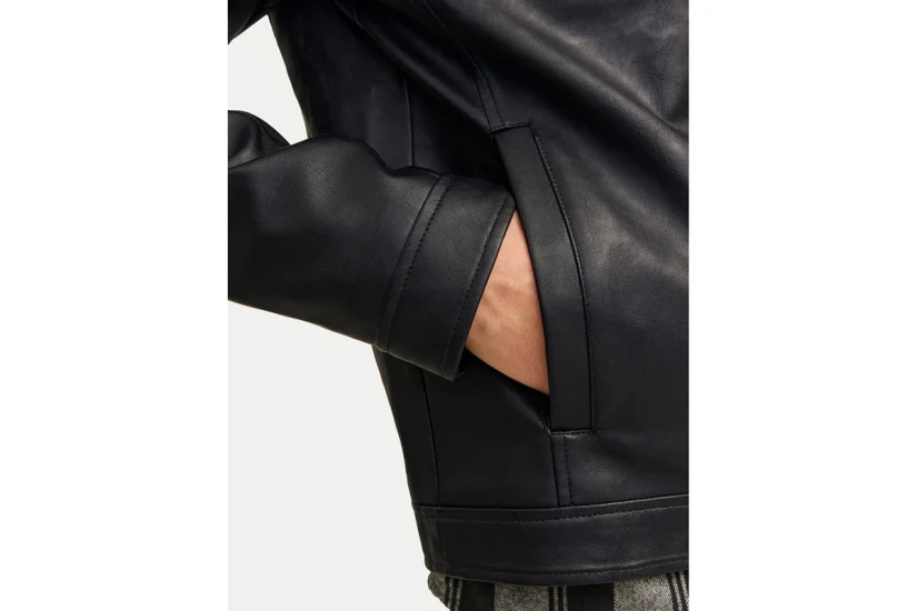 Jack And Jones Ανδρικό Μπουφάν από Δερματίνη Μαύρο