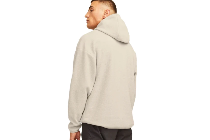 Jack And Jones Fleece Ανδρικό Φούτερ Με Κουκούλα Εκρού
