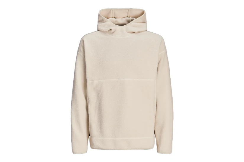 Jack And Jones Fleece Ανδρικό Φούτερ Με Κουκούλα Εκρού