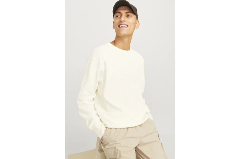 Jack & Jones Ανδρική Μακρυμάνικη Πλεκτή Μπλούζα Λευκή