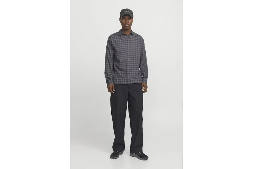 Jack & Jones Jcocharlie Ανδρικό Μακρυμάνικο Πουκάμισο Ανθρακί, Μαύρο