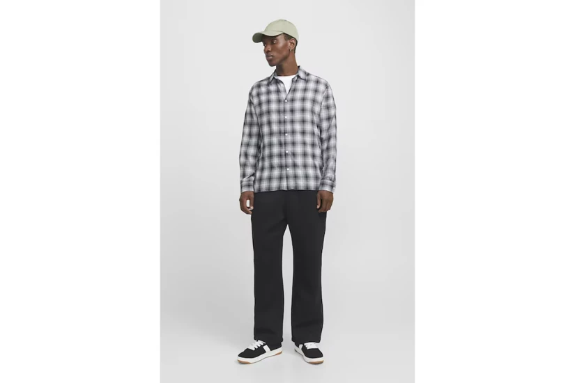 Jack & Jones Jcocharlie Ανδρικό Μακρυμάνικο Πουκάμισο Λευκό, Μαύρο