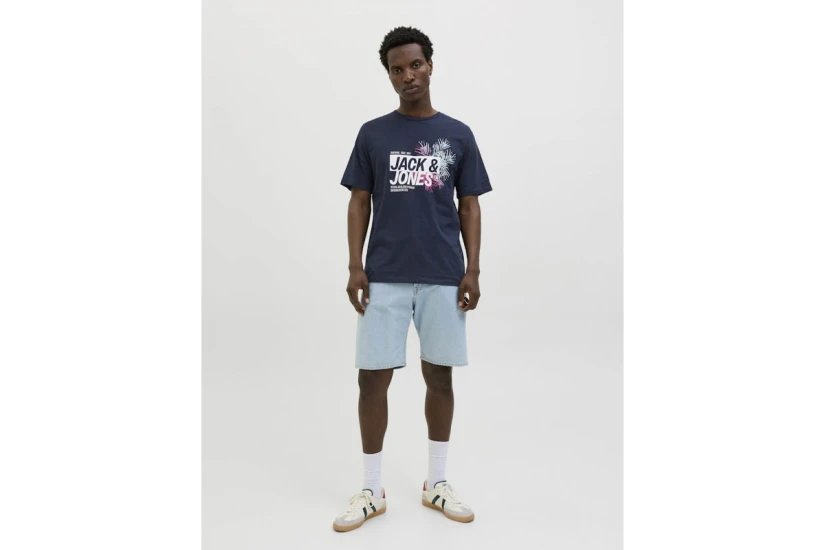 Jack And Jones Jjjaxon Ανδρικό Κοντομάνικο T-Shirt Μπλε Σκούρο