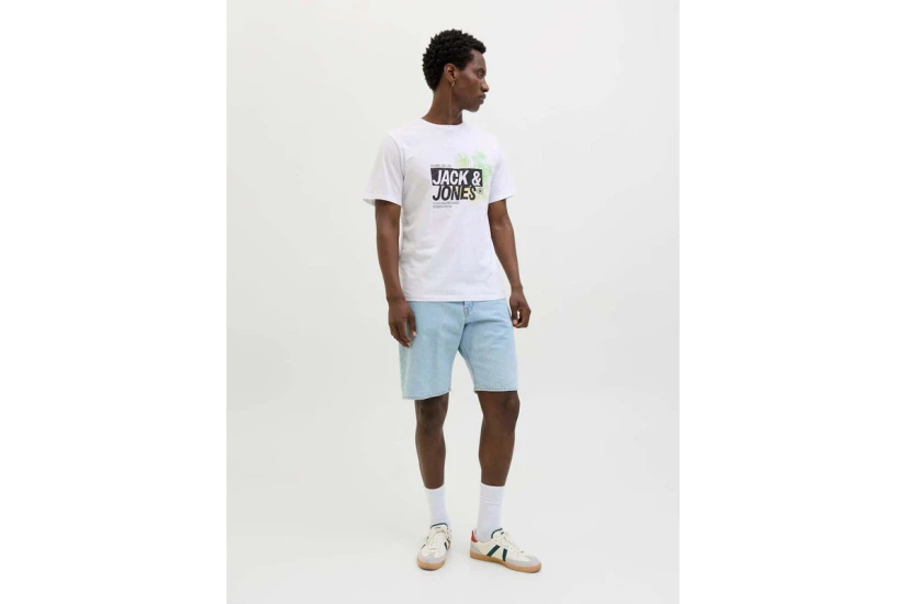 Jack And Jones Jjjaxon Ανδρικό Κοντομάνικο T-Shirt Λευκό