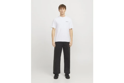 Jack And Jones Jjbeau Ss Frontprint Crew Neck Ln T-Shirt Ανδρικό (12275012 WHITE)