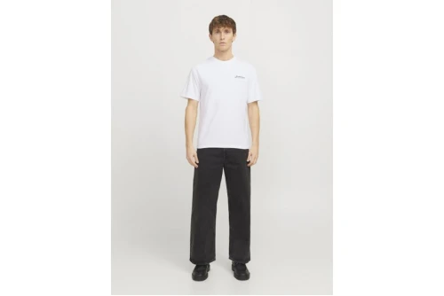 Jack And Jones Jjbeau Ss Frontprint Crew Neck Ln T-Shirt Ανδρικό (12275012 WHITE)
