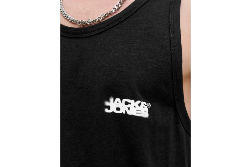 Jack And Jones Jcosago Small Logo Ανδρική Αμάνικη Μπλούζα Μαύρη