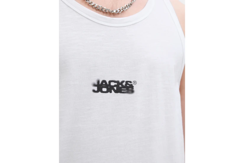 Jack And Jones Jcosago Small Logo Ανδρική Αμάνικη Μπλούζα Λευκή