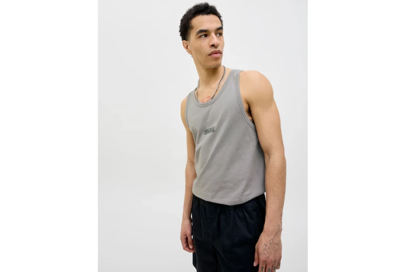 Jack And Jones Jcosago Small Logo Ανδρική Αμάνικη Μπλούζα Γκρι