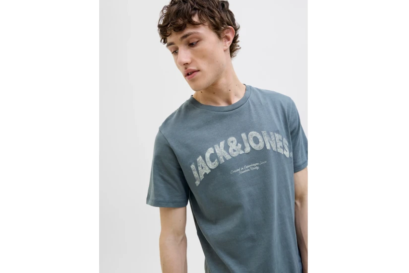 Jack And Jones Ανδρικό Κοντομάνικο T-Shirt Γκρι Σκούρο