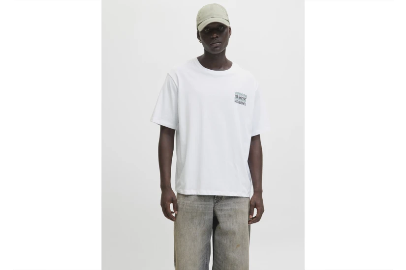 Jack And Jones Jjwobly Ανδρικό Κοντομάνικο T-Shirt Λευκό