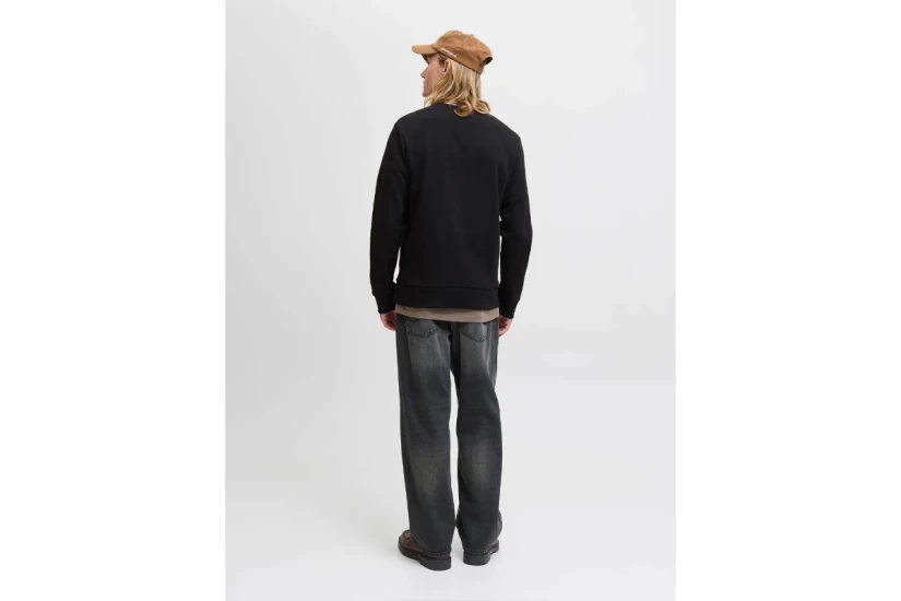 Jack And Jones Ανδρική Μακρυμάνικη Μπλούζα με Λαιμόκοψη Μαύρη