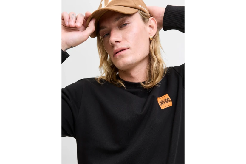Jack And Jones Ανδρική Μακρυμάνικη Μπλούζα με Λαιμόκοψη Μαύρη