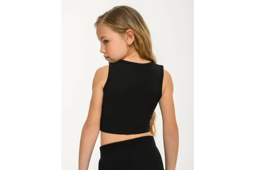 Body Talk Ribbed Παιδικό Αμάνικο Crop Top Μαύρο