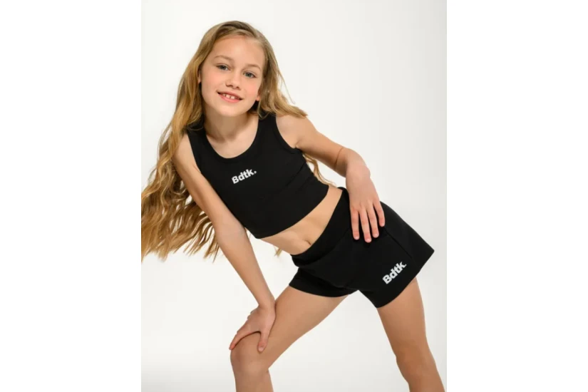 Body Talk Ribbed Παιδικό Αμάνικο Crop Top Μαύρο