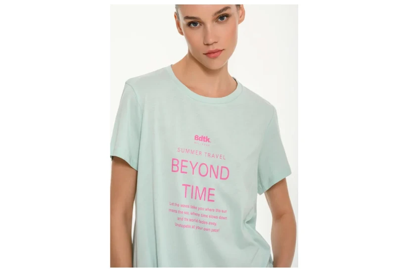 Body Talk Beyond Time Γυναικείο Κοντομάνικο T-Shirt Μέντα
